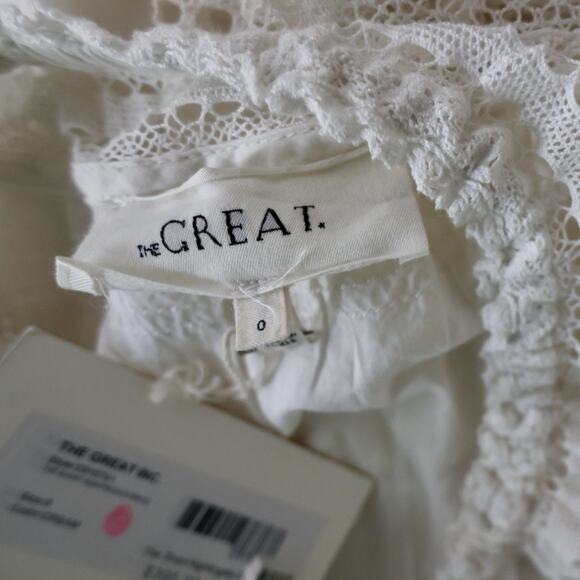 THE GREAT. The Short Nightingale Mini Dress In Cream Size 0 - Picture 9 of 14